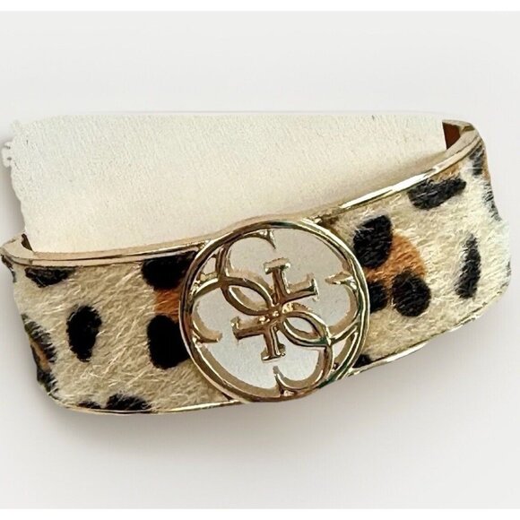 Guess Leopard Print Bracelet Faux Hair Cuff - Picture 1 of 10